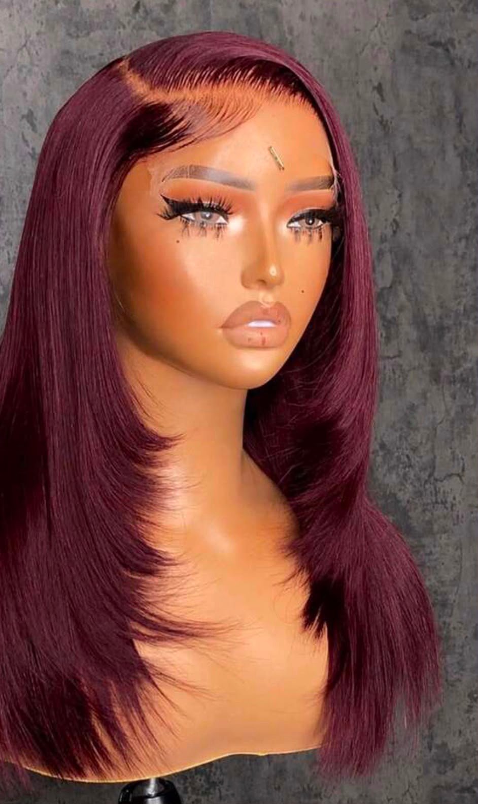 Burgundy 99J Silk Layered Frontal Wig